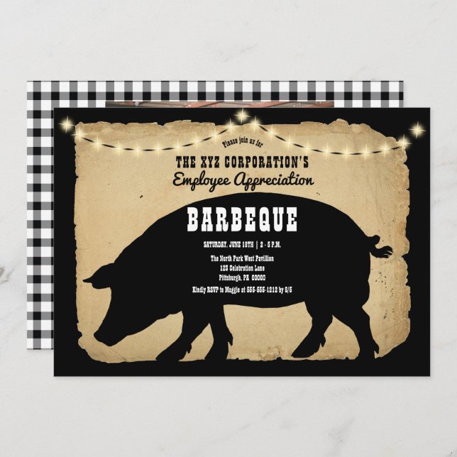Rustic Hog Company Employee Appreciation BBQ Invitation (Front/Back)