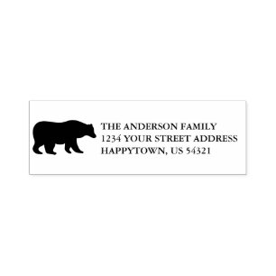 Rustic Holiday Bear Family Name Return Address Self-inking Stamp