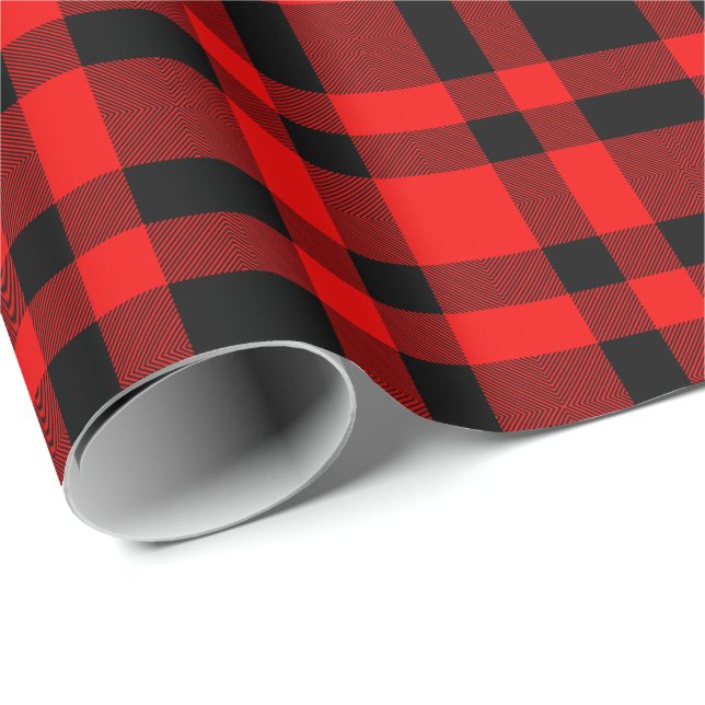 Rustic Holiday Black Watch Plaid Pattern Christmas Wrapping Paper (Roll Corner)