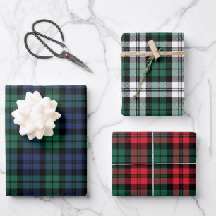 Rustic Holiday Black Watch Plaid Pattern Christmas Wrapping Paper Sheet