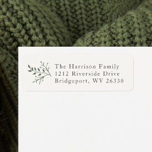 Rustic holiday branches return address label
