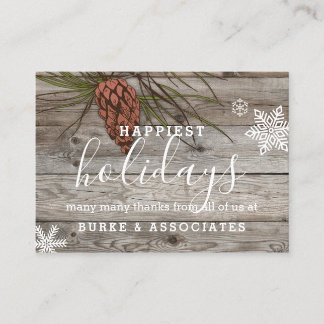 Rustic Holiday Business Personalised Card (Front)