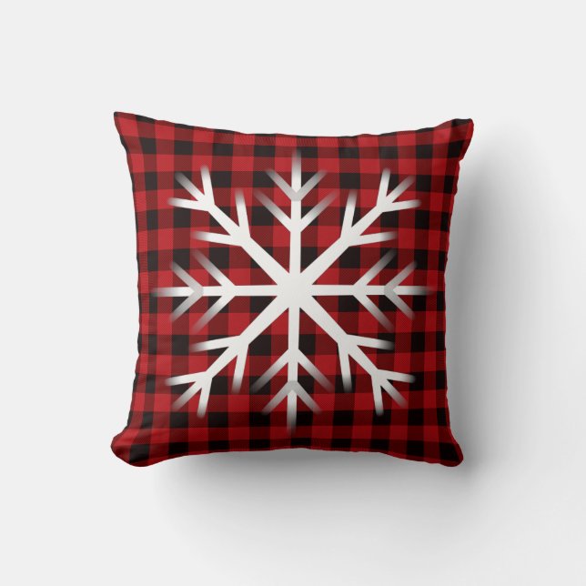 Rustic Holiday Christmas design red buffalo plaid Cushion (Front)