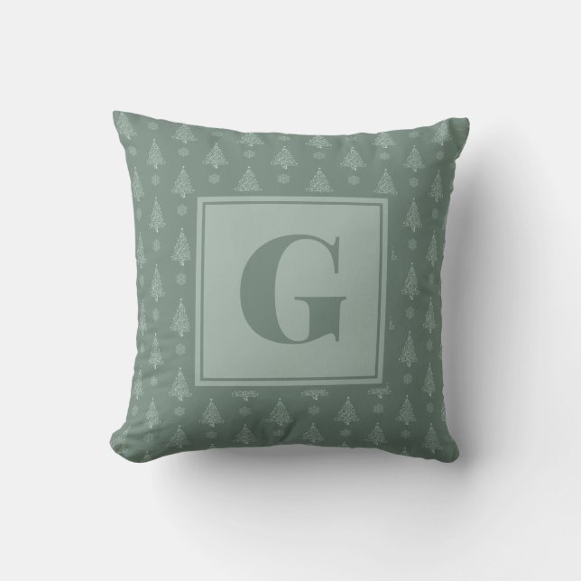 Rustic holiday christmas green neutralThrow Pillow (Front)