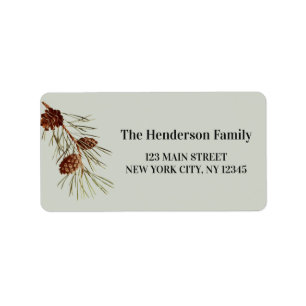 Rustic Holiday Christmas Pinecone and Branch Label