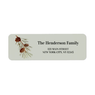 Rustic Holiday Christmas Pinecone and Branch Return Address Label