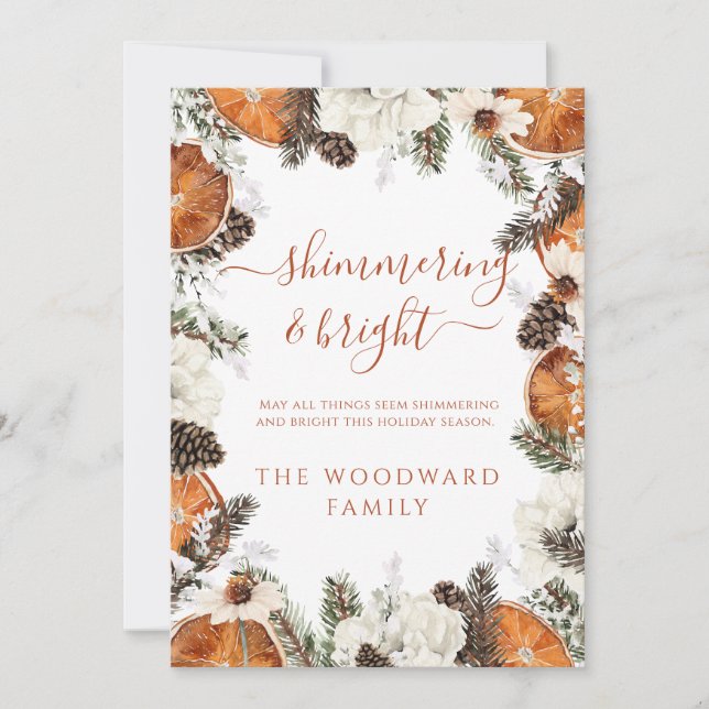 Rustic Holiday Citrus Pine Nature Card (Front)