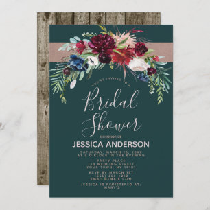 Rustic Holiday Floral Bridal Shower Invitation