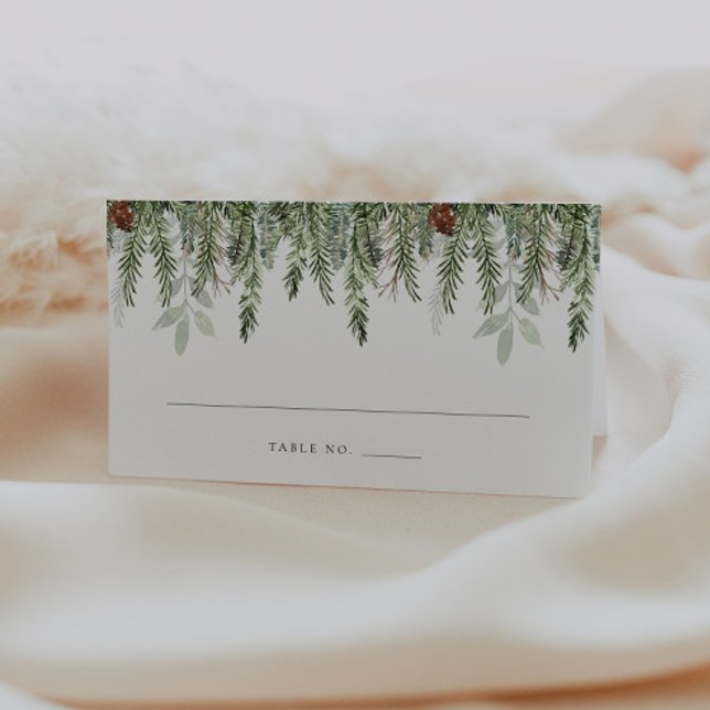 Rustic Holiday Greenery Wedding Place Card (Creator Uploaded)