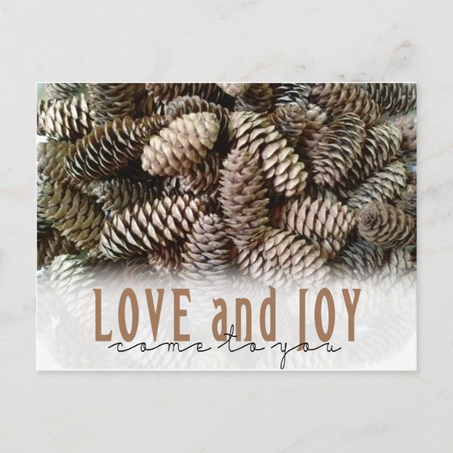 Rustic Holiday Love and Joy Pine Cone (Front)