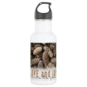 Rustic Holiday Love and Joy Pine Cone 532 Ml Water Bottle