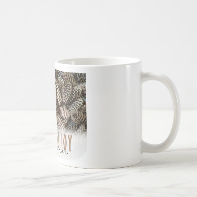 Rustic Holiday Love and Joy Pine Cone Coffee Mug (Right)