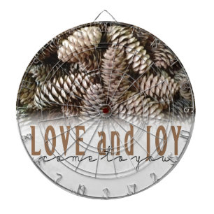 Rustic Holiday Love and Joy Pine Cone Dartboard