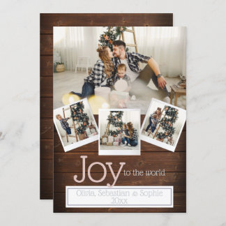 Rustic Holiday Modern 4 Photo Frame Invitation