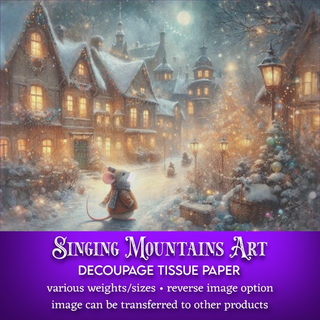 Rustic Holiday Mouse Christmas Village Decoupage Tissue Paper (Creator Uploaded)