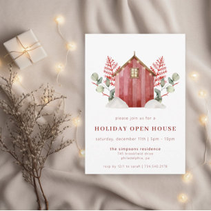 Rustic Holiday Open House   Christmas Party Invitation