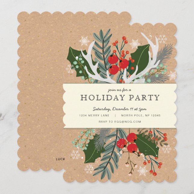 Rustic Holiday Party Invitation (Front/Back)