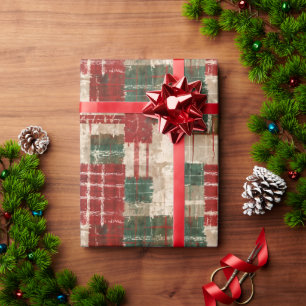 Rustic Holiday Plaid Patchwork Christmas Wrapping Paper
