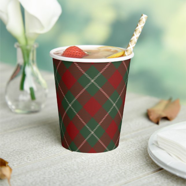 Rustic Holiday Tartan Plaid Pattern Paper Cups (Insitu)