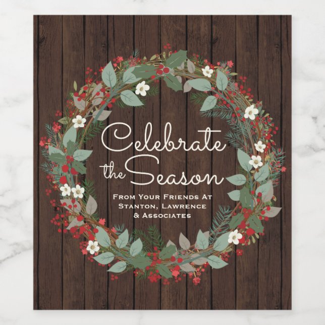 Rustic Holiday Wine Bottle Labels (Single Label)