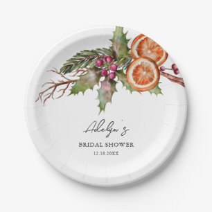 Rustic Holiday Wreath Bridal Shower  Paper Plate