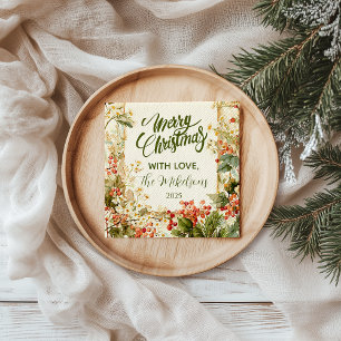 Rustic Holly Berry Christmas Napkin