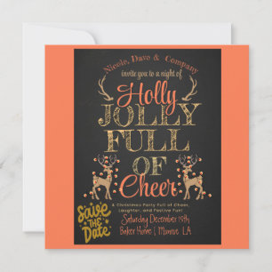 Rustic Holly & Jolly Family Photo Christmas Party Save The Date