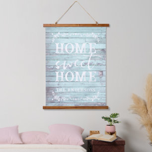 Rustic Home Sweet Home   Family Name Hanging Tapestry