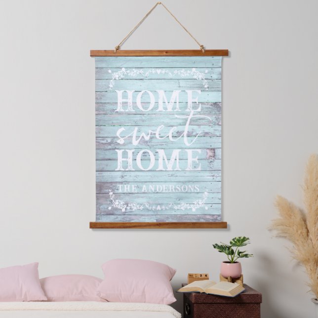 Rustic Home Sweet Home | Family Name Hanging Tapestry (Bedroom)