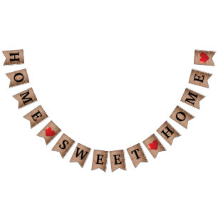 Rustic Home Sweet Home Heart House Warming Bunting