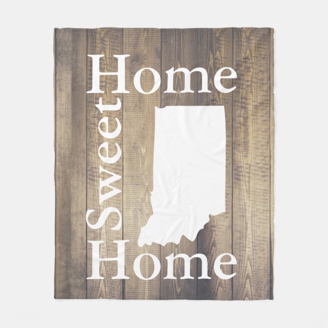 Rustic Home Sweet Home Indiana Barn Wood Fleece Blanket (Front)