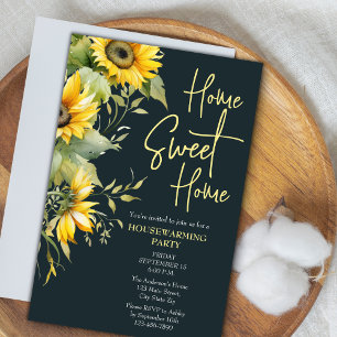 Rustic Home Sweet Home Sunflower Housewarming Invitation