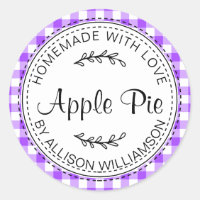 Rustic Homemade Apple Pie Bright Purple Check