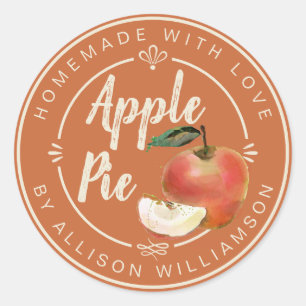 Rustic Homemade Apple Pie Burnt Orange Classic Round Sticker