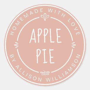 Rustic Homemade Apple Pie Dusty Pink Classic Round Sticker