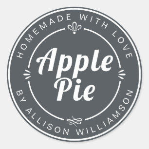 Rustic Homemade Apple Pie Off-Black Classic Round Sticker
