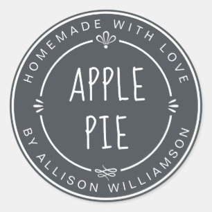 Rustic Homemade Apple Pie Off-Black Classic Round Sticker