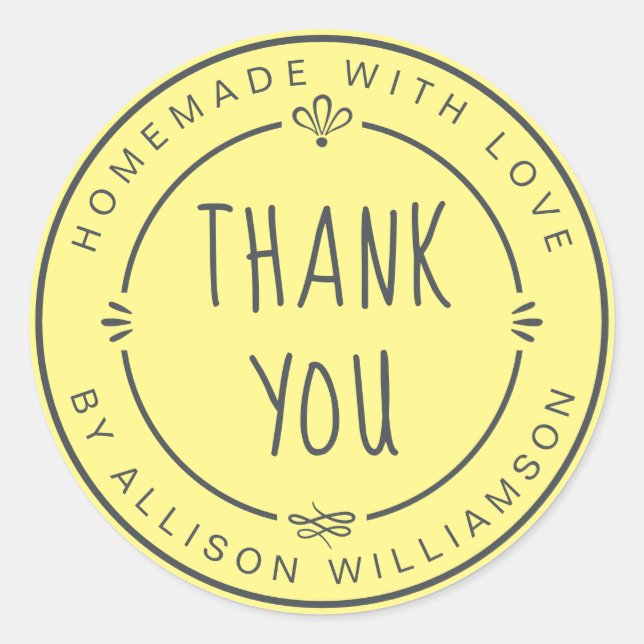 Rustic Homemade Apple Pie Pastel Yellow  Classic Round Sticker (Front)