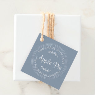 Rustic Homemade Baked Goods Apple Pie Blue Favour Tags