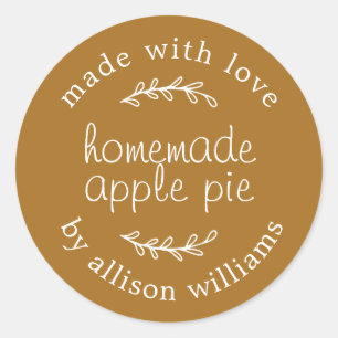 Rustic Homemade Baked Goods Apple Pie Golden Brown Classic Round Sticker