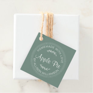 Rustic Homemade Baked Goods Apple Pie Green Favour Tags