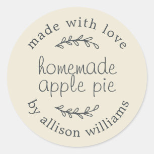 Rustic Homemade Baked Goods Apple Pie Off-White Classic Round Sticker