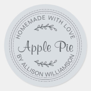 Rustic Homemade Baked Goods Apple Pie Pastel Blue Classic Round Sticker