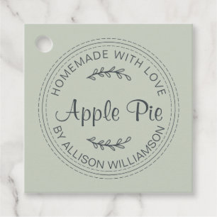 Rustic Homemade Baked Goods Apple Pie Pastel Green Favour Tags