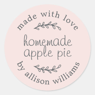 Rustic Homemade Baked Goods Apple Pie Pink Classic Round Sticker
