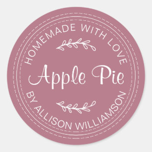 Rustic Homemade Baked Goods Apple Pie Purple Classic Round Sticker