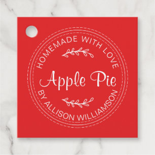 Rustic Homemade Baked Goods Apple Pie Red Favour Tags