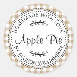 Rustic Homemade Baked Goods Apple Pie Sand Check Classic Round Sticker