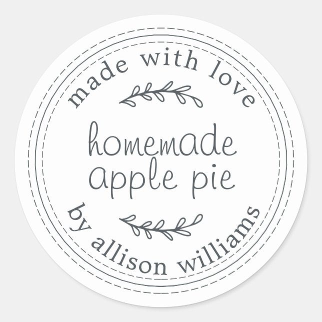Rustic Homemade Baked Goods Apple Pie White Classic Round Sticker (Front)