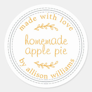 Rustic Homemade Baked Goods Apple Pie Yellow Classic Round Sticker